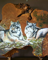 Wolves on Birds Eye Maple